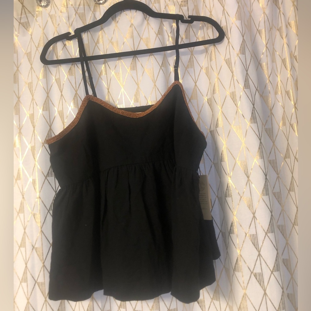 NWT Treasure & Bond back w/ copper beading peplum cotton top - sz Large